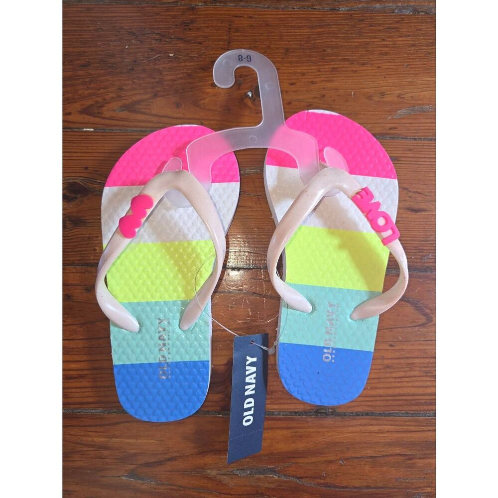 New Girls Old Navy Color Block Flip Flops
